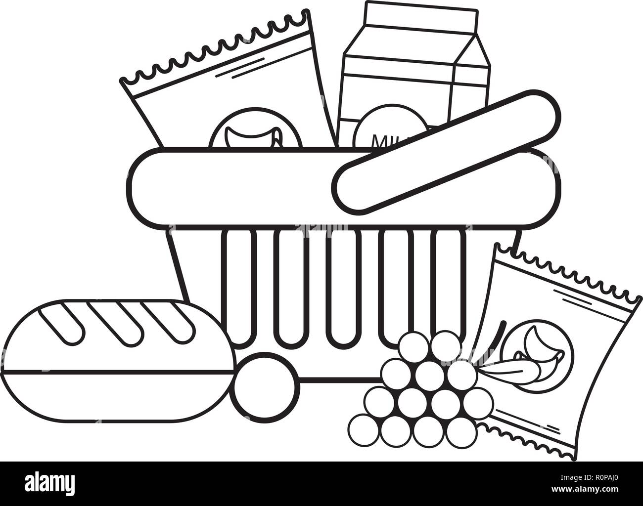 supermarket grocery products cartoon Stock Vector