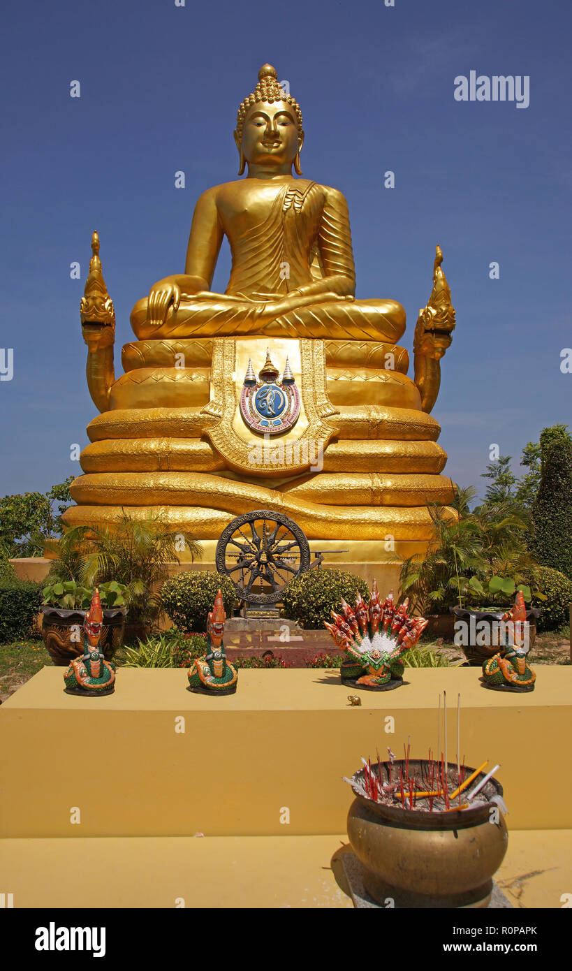 Golden Buddha Statue Next To Big Buddha On Phuket Thailand Stock Photo Alamy