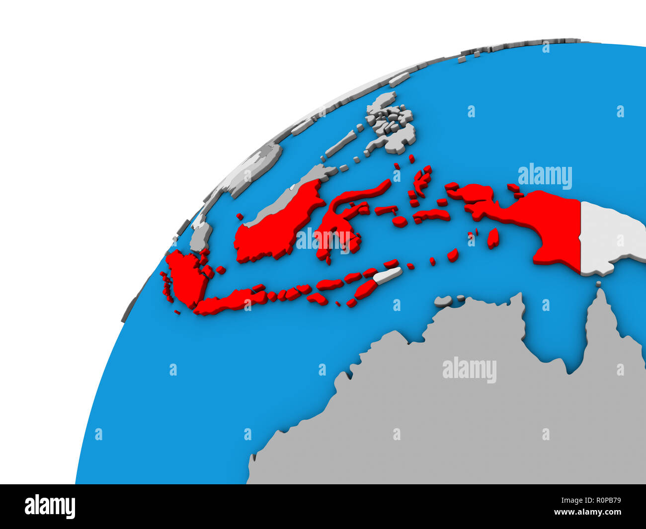 Indonesia on 3D globe. 3D illustration. Stock Photo