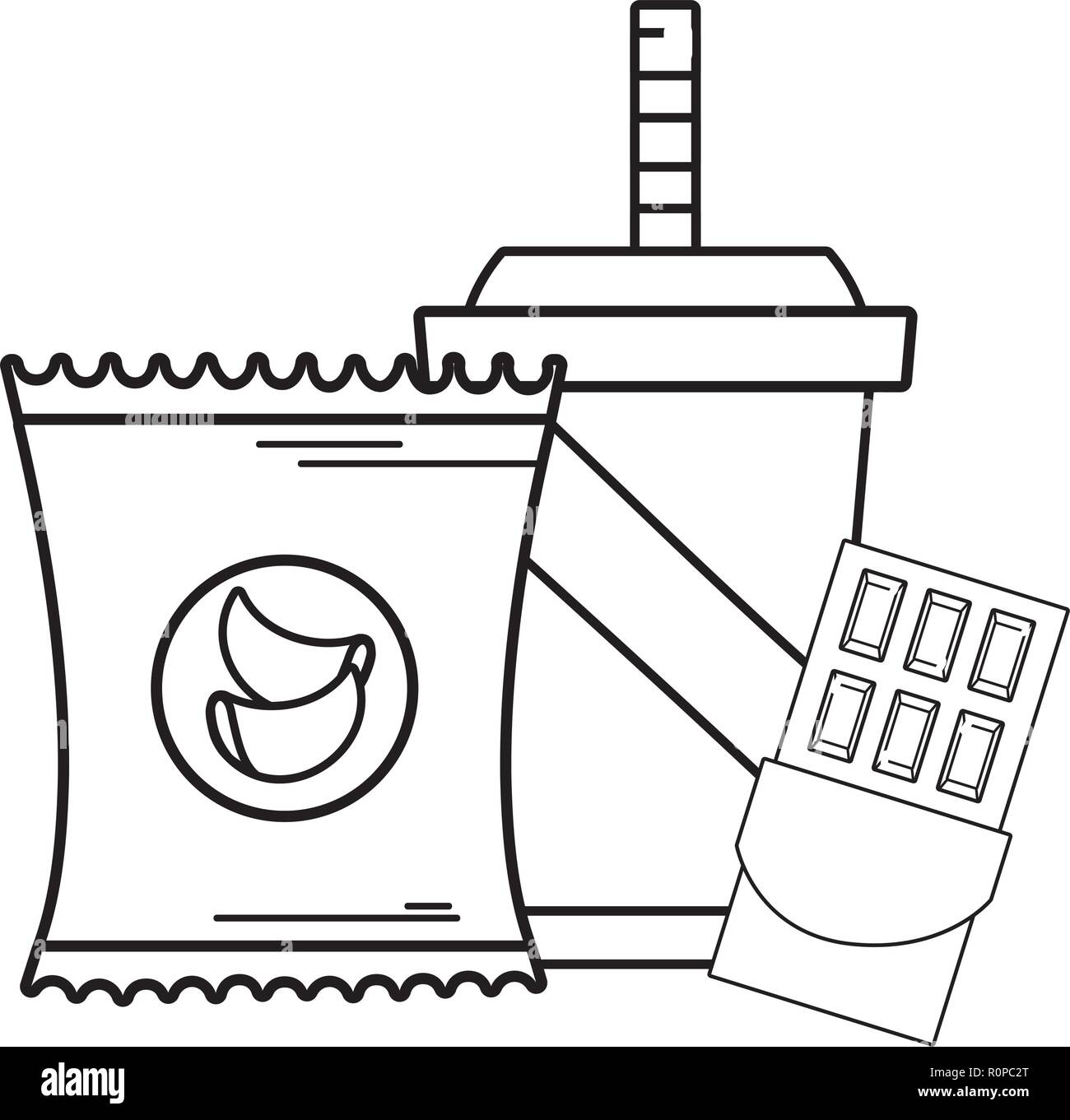 fast food drinks and candies black and white Stock Vector Image & Art