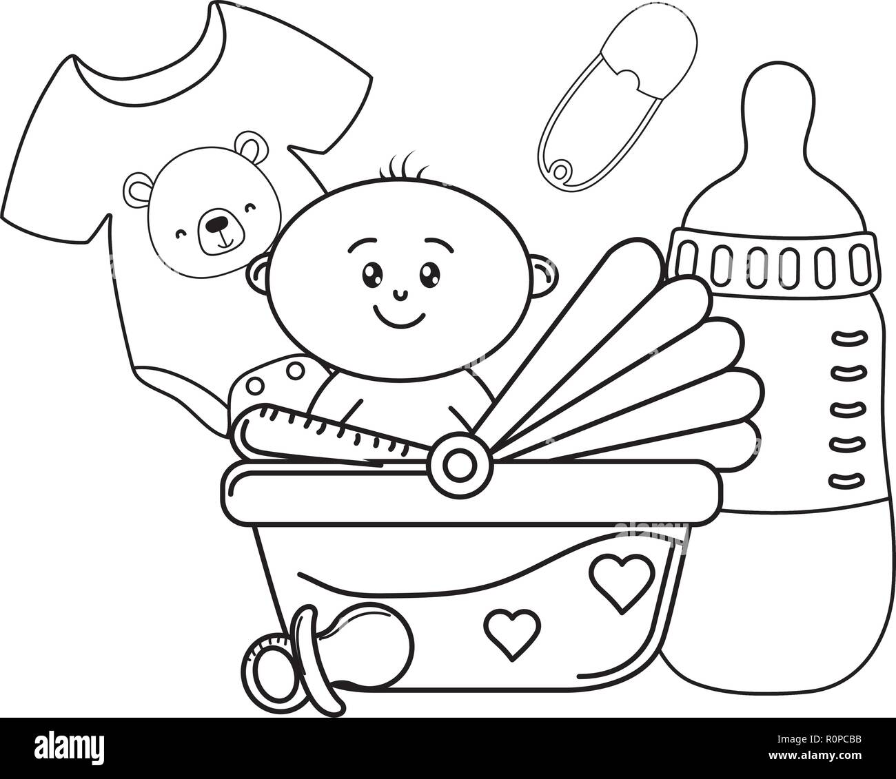 baby carriage newborn in black and white Stock Vector Image & Art ...