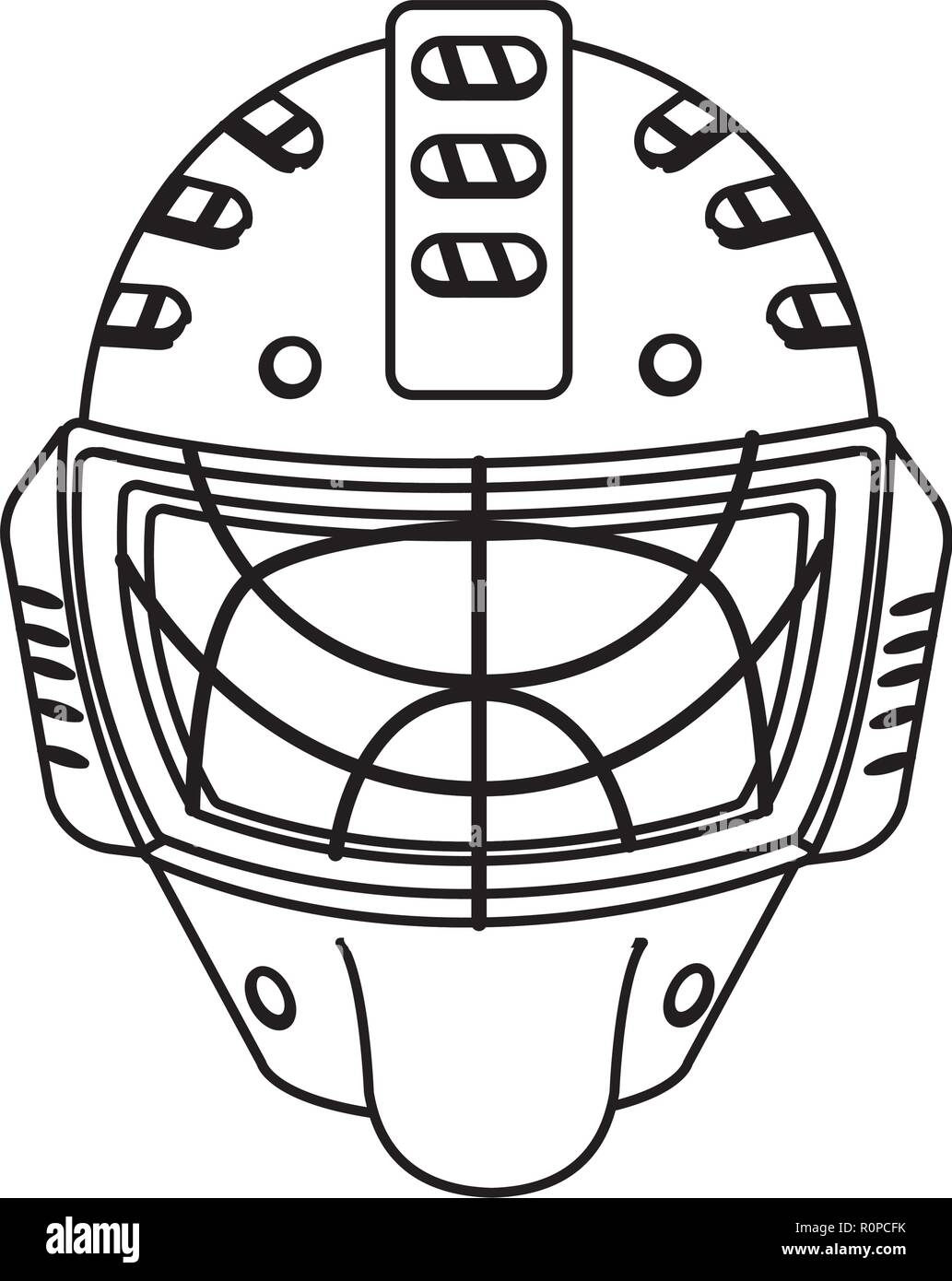 hockey helmet sport equiment in black and white Stock Vector Image