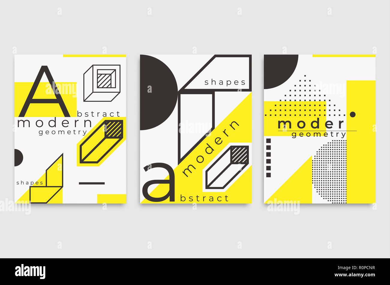 Set universal trend posters  Linear geometric shapes Stock Vector