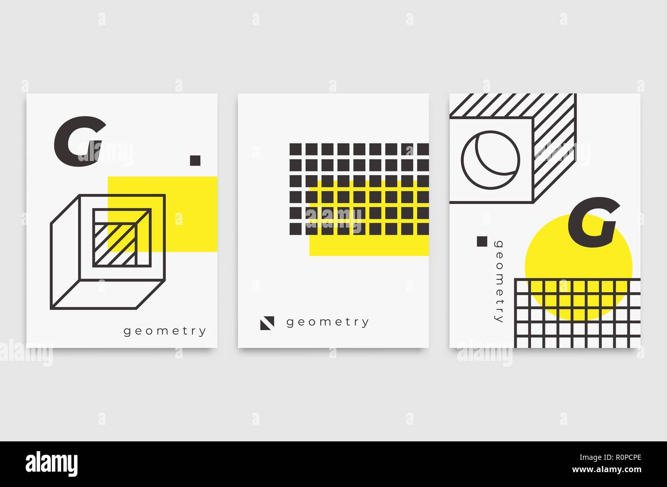 Set universal trend posters  Linear geometric shapes Stock Vector