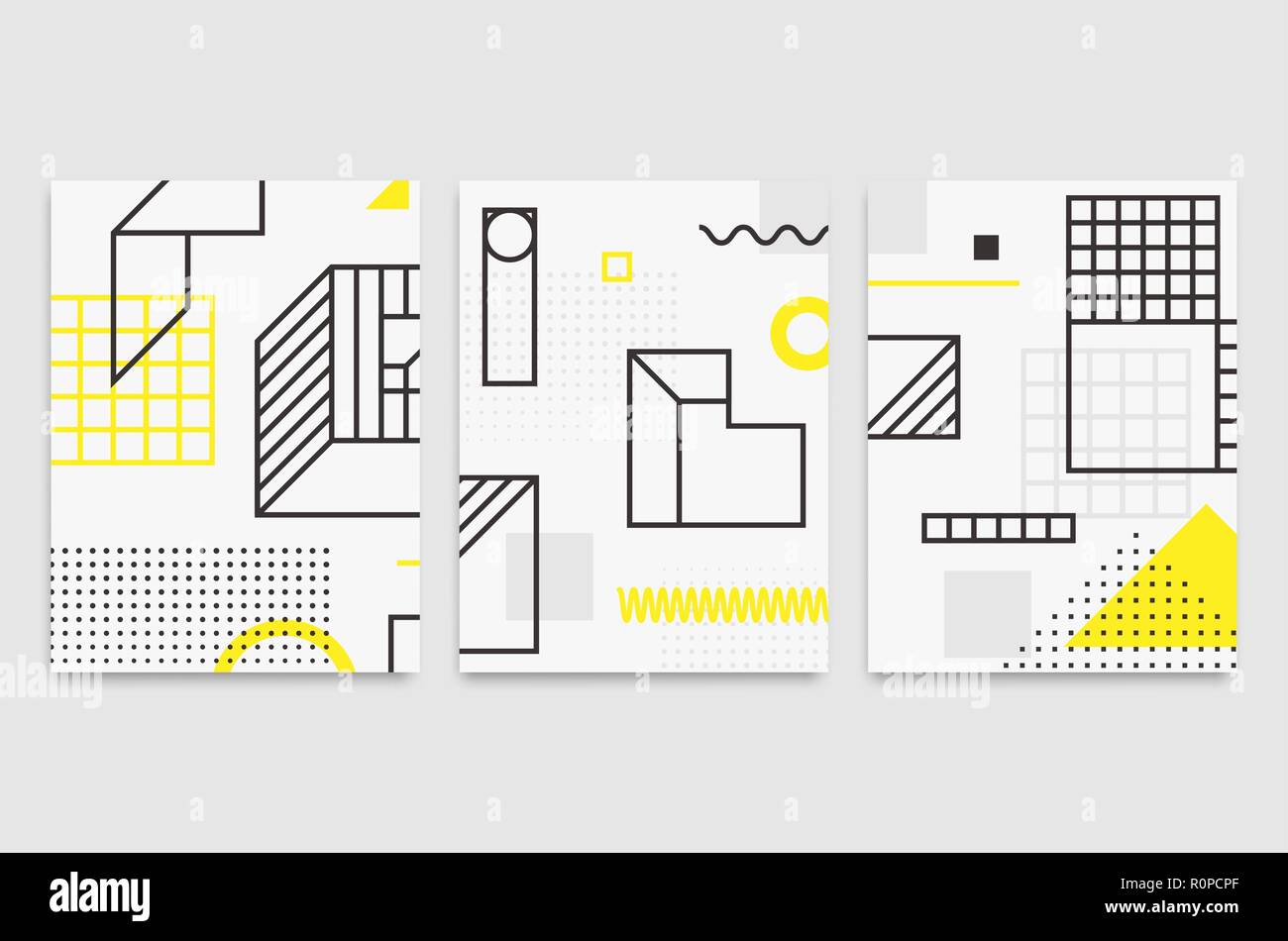 Set universal trend posters  Linear geometric shapes Stock Vector