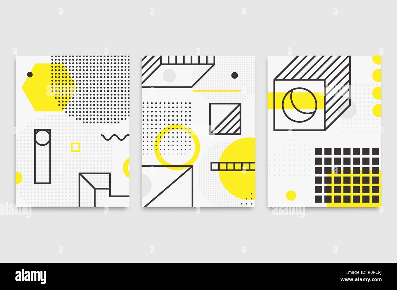 Set universal trend posters  Linear geometric shapes Stock Vector