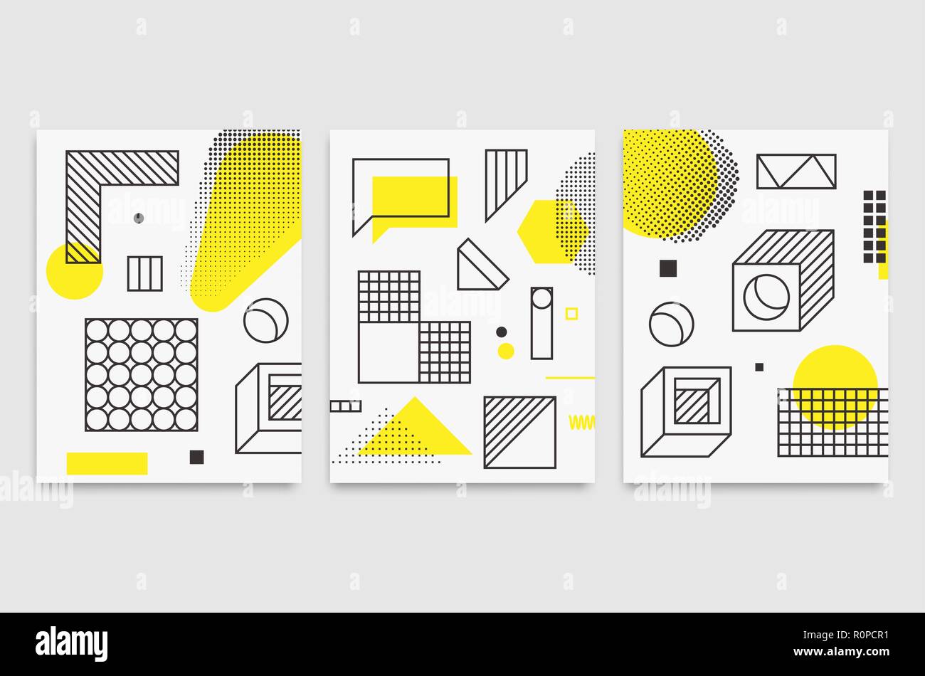 Set universal trend posters  Linear geometric shapes Stock Vector