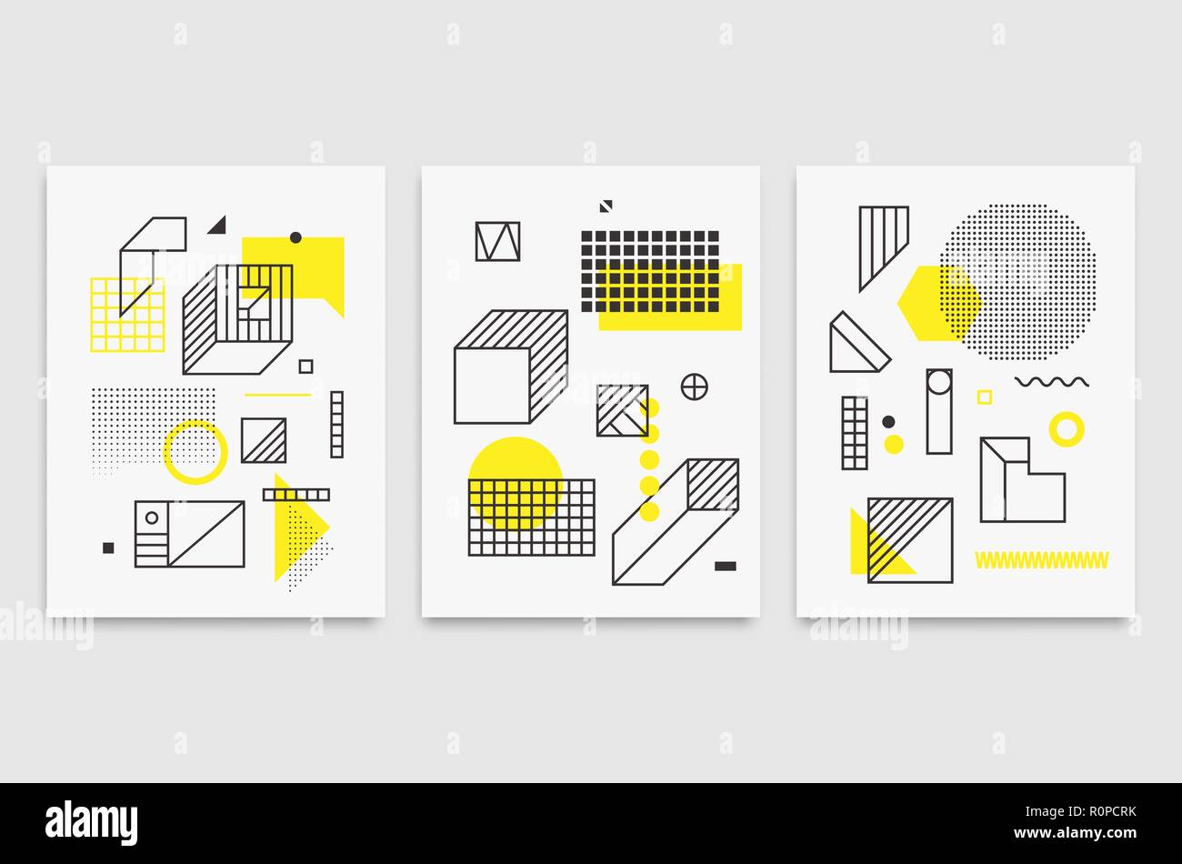 Set universal trend posters  Linear geometric shapes Stock Vector