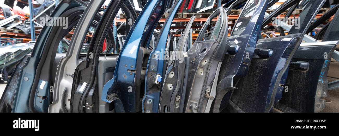 Racks with auto parts Stock Photo Alamy