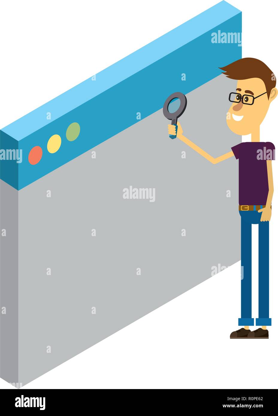 man and technology isometric Stock Vector