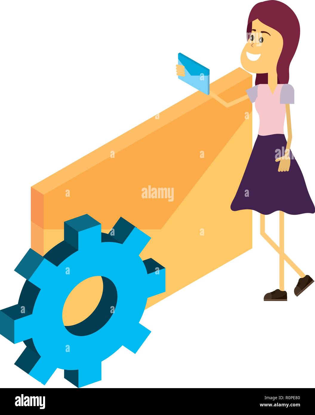 Woman and technology isometric Stock Vector