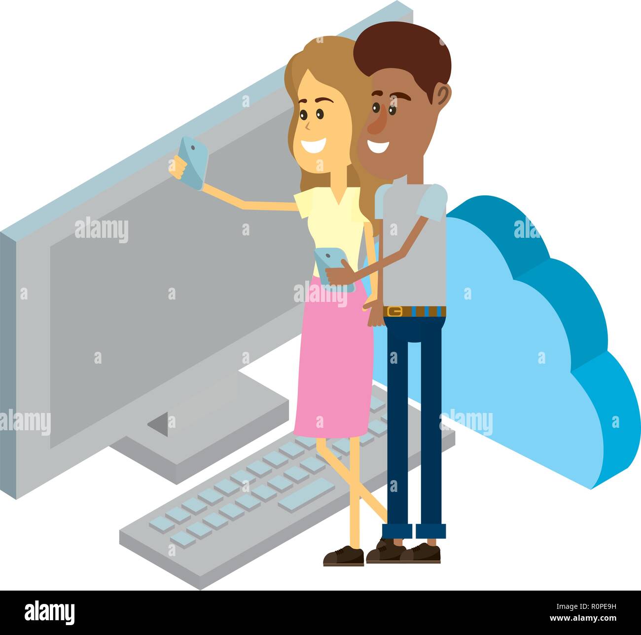 Couple and technology isometric Stock Vector Image & Art - Alamy