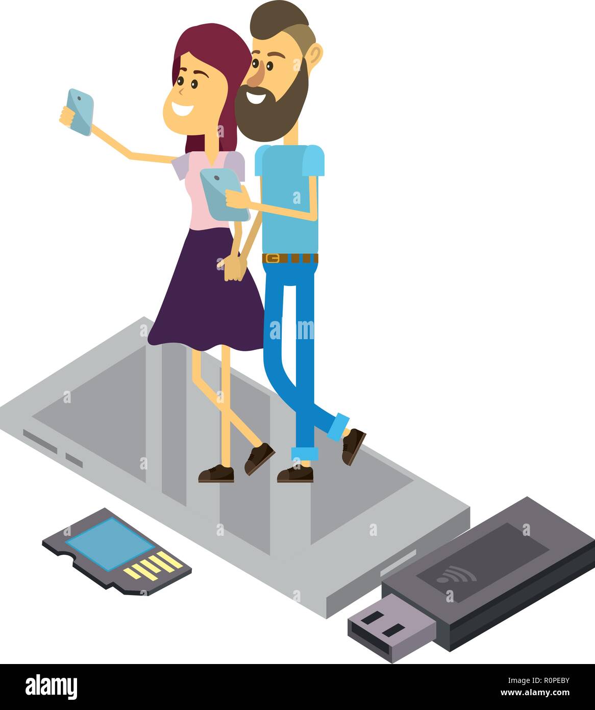 Couple and technology isometric Stock Vector Image & Art - Alamy