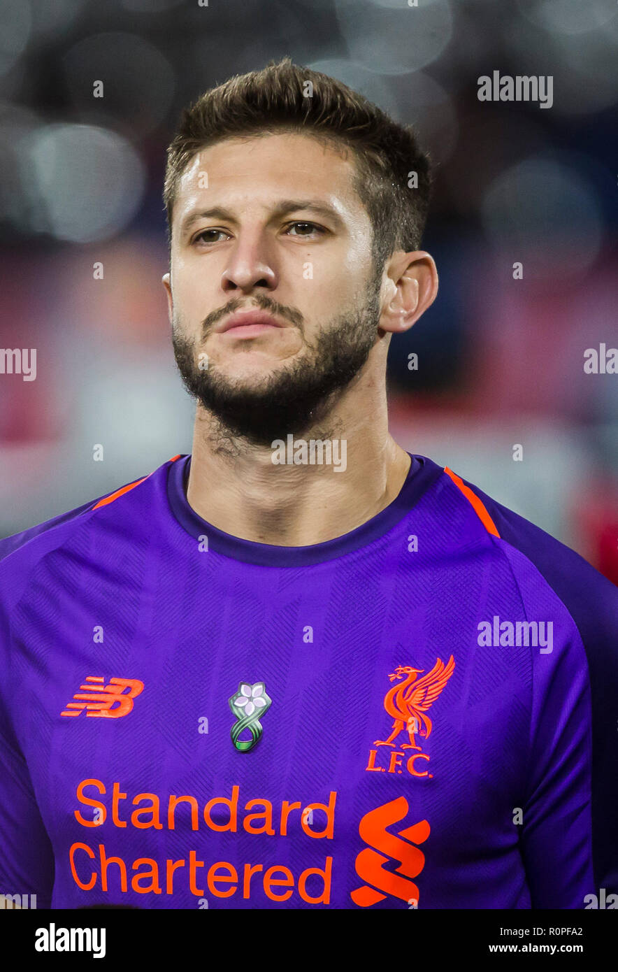 FK Cukaricki Stadium, Belgrade, Serbia. 06th Nov, 2018.  UEFA Champions League football,Red Star Belgrade versus Liverpool; Adam Lallana of Liverpool Credit: Action Plus Sports/Alamy Live News Stock Photo