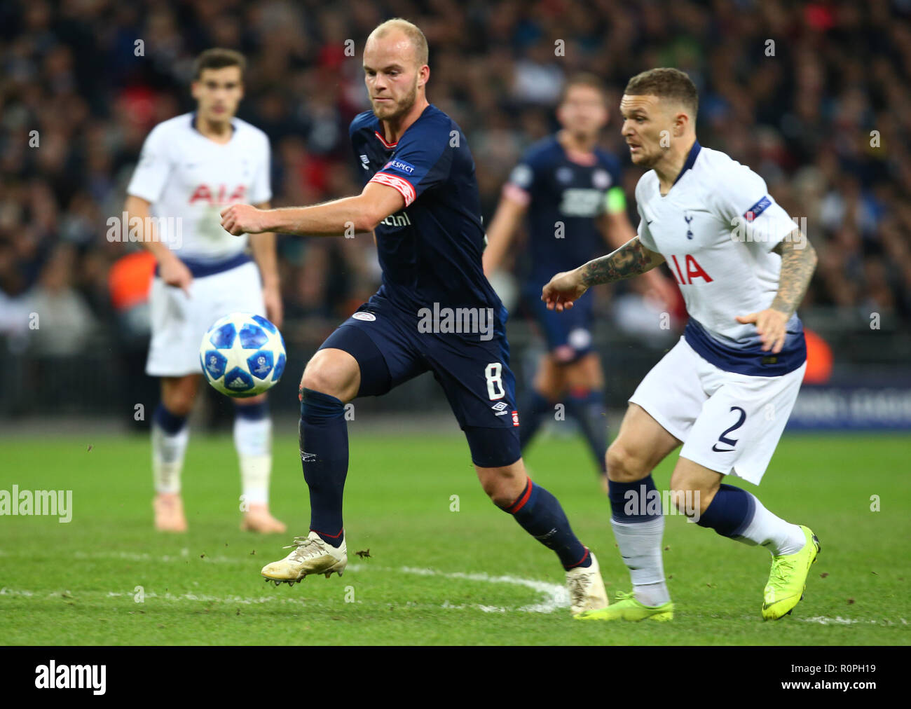 London, England, 06th November 2018.  Jorrit Hendrix of PSV Eindhoven during Champion League Group B between Tottenham Hotspur and PSV Eindhoven at Wembley stadium , London, England on 06 Nov 2018. Credit Action Foto Sport  FA Premier League and Football League images are subject to DataCo Licence. Editorial use ONLY. No print sales. No personal use sales. NO UNPAID USE Credit: Action Foto Sport/Alamy Live News Stock Photo