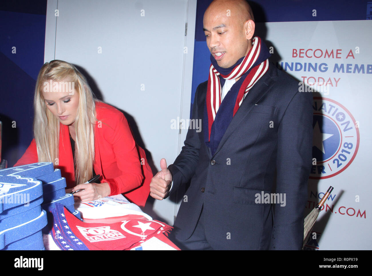 New York, NY, USA. 06th Nov, 2018. Tomi Lahren hosts Fox Nation Election Experience tent with a preview for a new subscription service at Fox Plaza in New York City on November 06, 2018. Credit: Rw/Media Punch/Alamy Live News Stock Photo