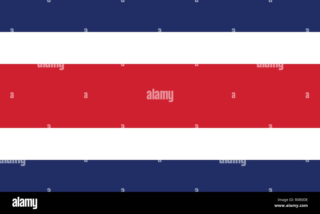 Vector image for Costa Rica flag. Based on the official and exact Costa Rica flag dimensions (5:3) & colors (280C, 186C and White) Stock Vector