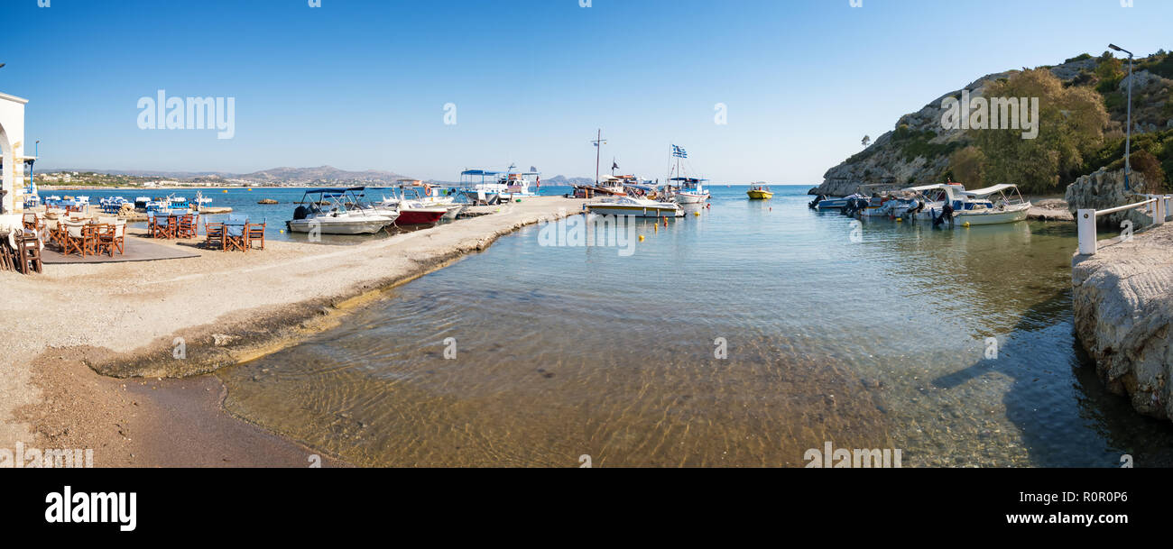 Boats in the quay in Kolymbia (Rhodes, Greece) Stock Photo
