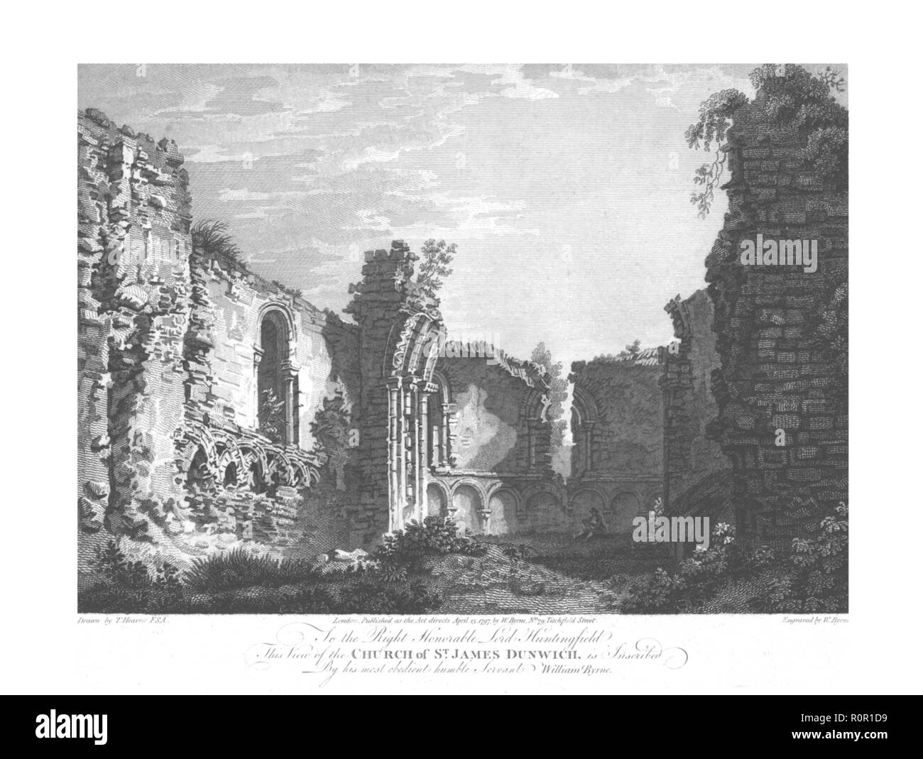 Church of St James, Dunwich, late 18th century. Creator: William Byrne. Stock Photo