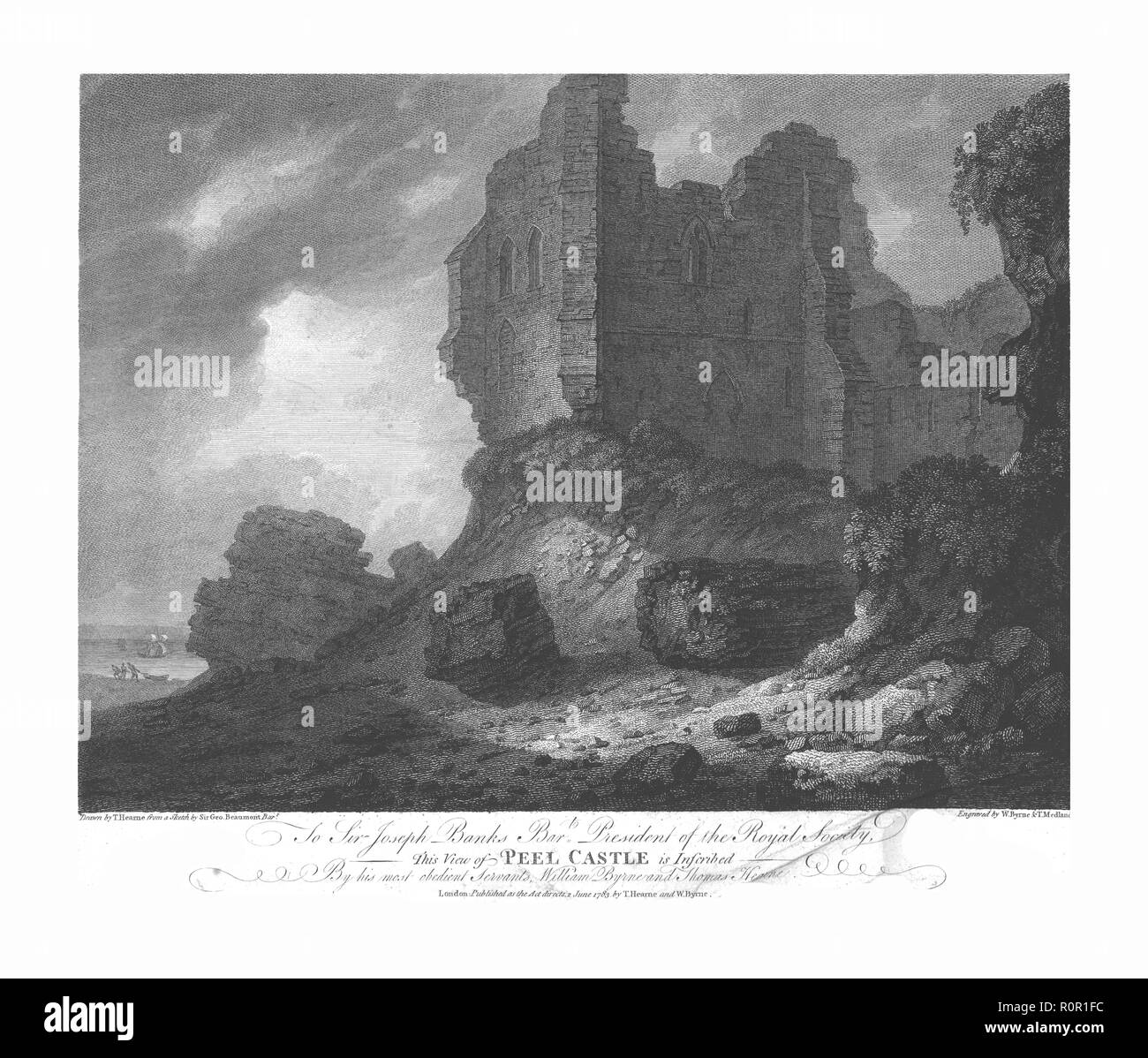 Peel Castle, 1783. Creators: Thomas Hearne, William Byrne, Thomas Medland. Stock Photo