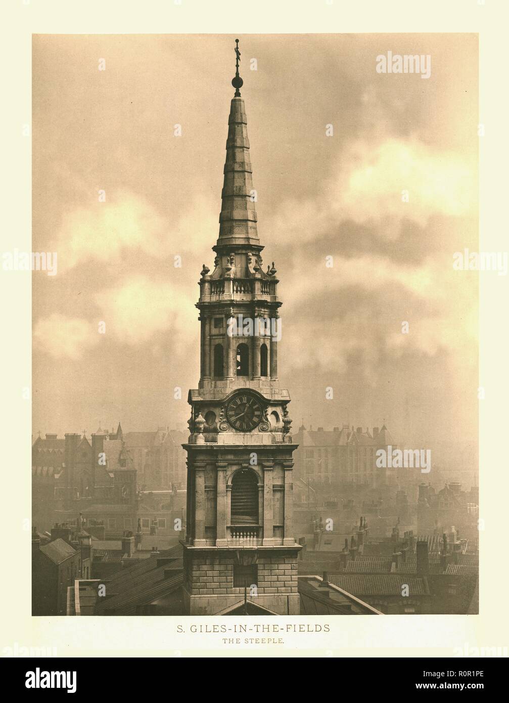 'St Giles-in-the-Fields, The Steeple', mid-late 19th century. Creator: Unknown. Stock Photo