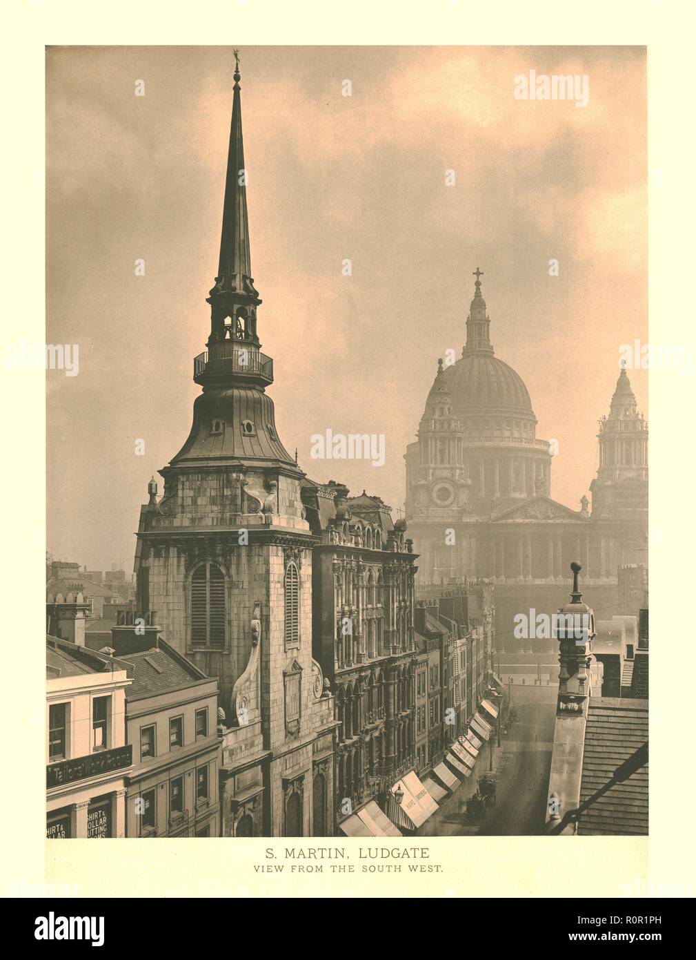 'St Martin, Ludgate, View from the South West', mid-late 19th century. Creator: Unknown. Stock Photo