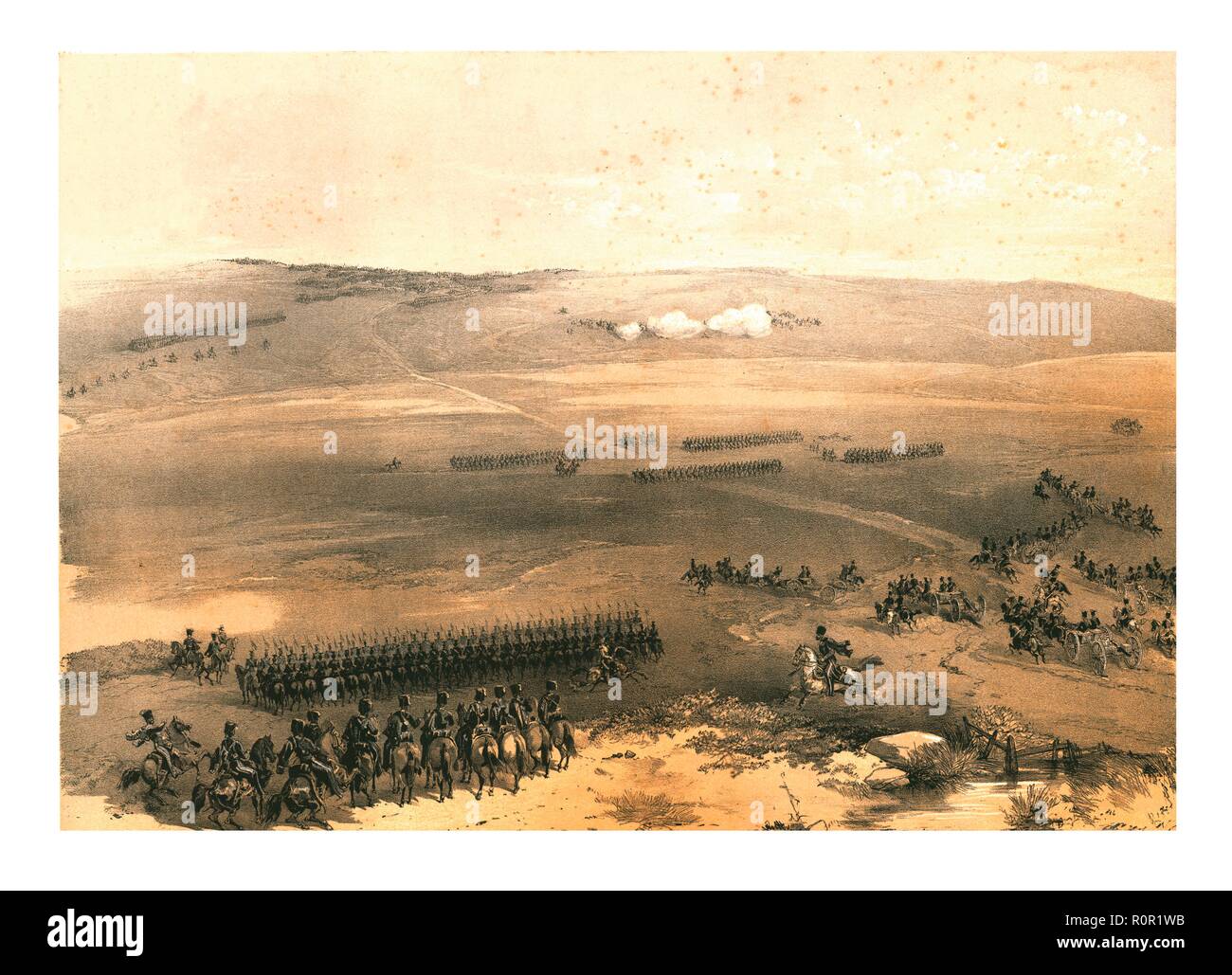 'The Cavalry Affair of the Heights of Bulganak - the First Gun...1854', (1855). Creator: Jonathan Needham. Stock Photo