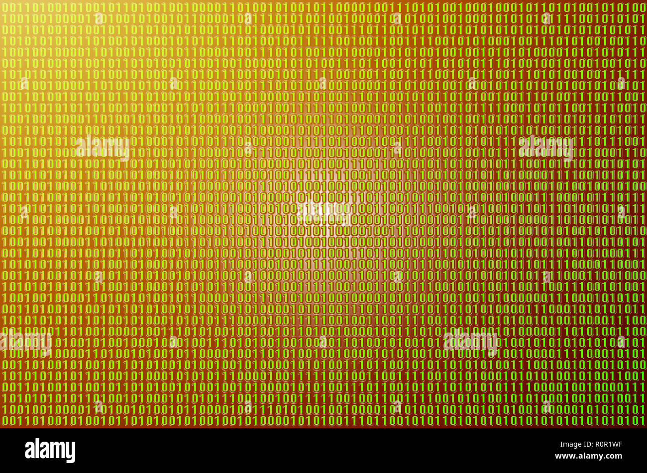 An image of a binary code made up of a set of green digits on a black ...