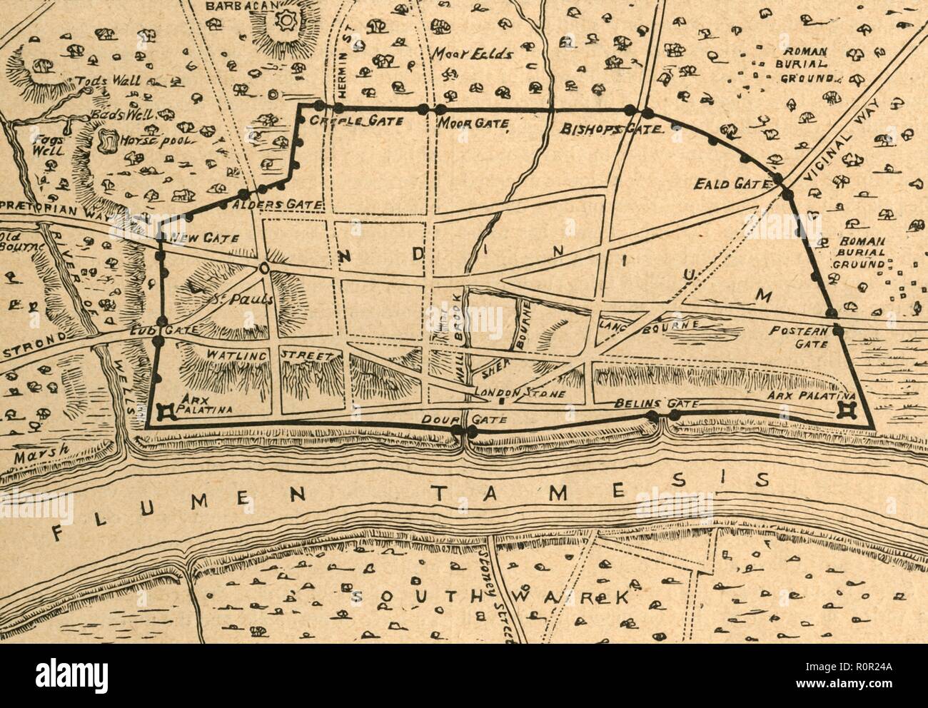 'Plan of Roman London', (1897). Creator: Unknown. Stock Photo