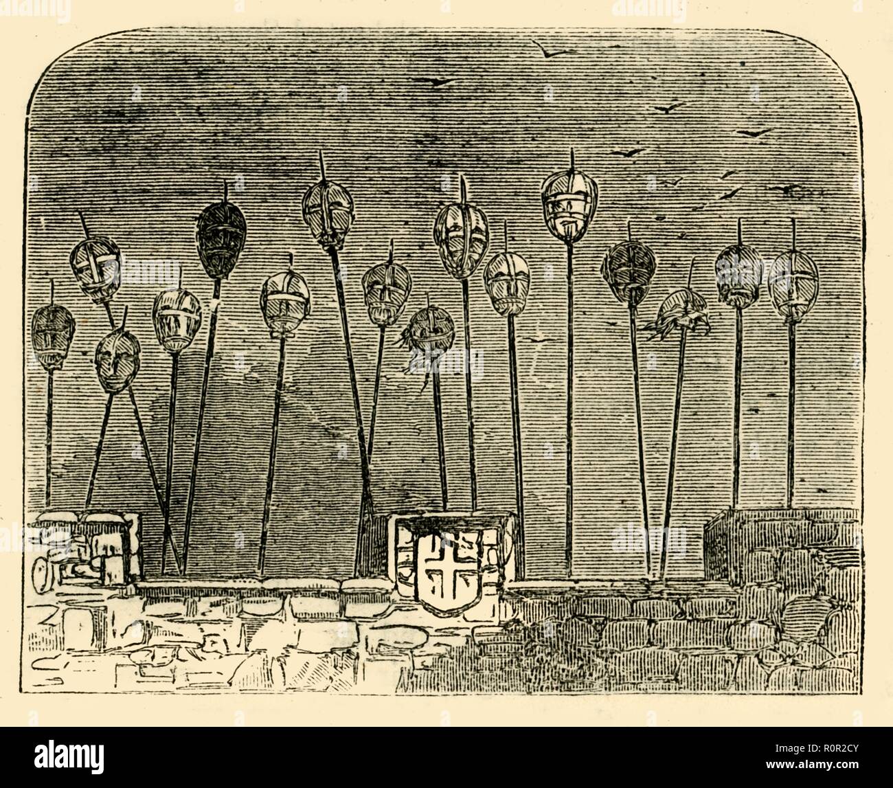 'Heads on Old London Bridge', (c1872). The heads of executed criminals