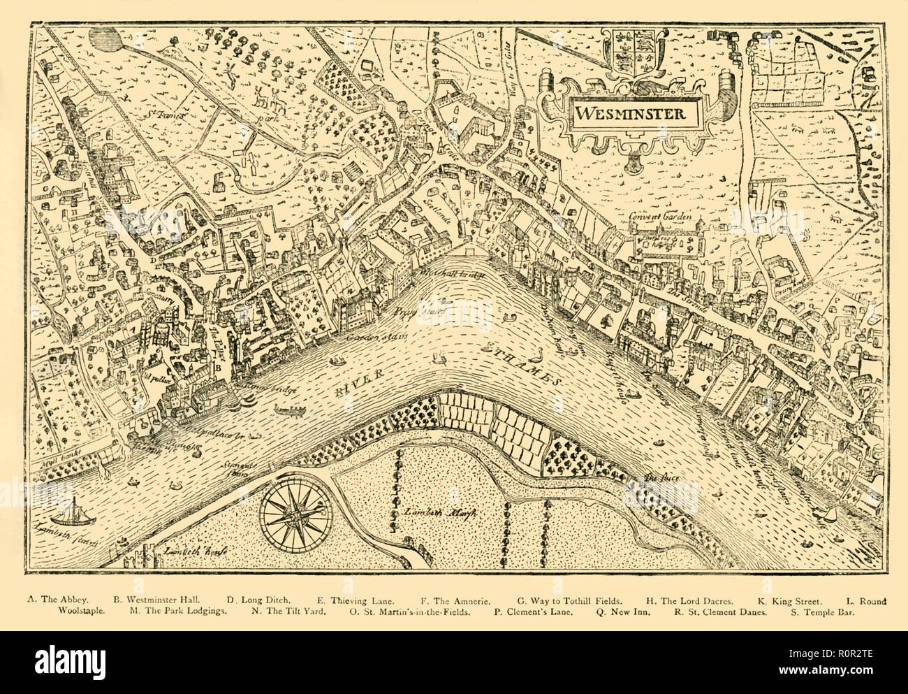 'Plan of Westminster. (From Norden's Survey, taken in Queen Elizabeth's ...