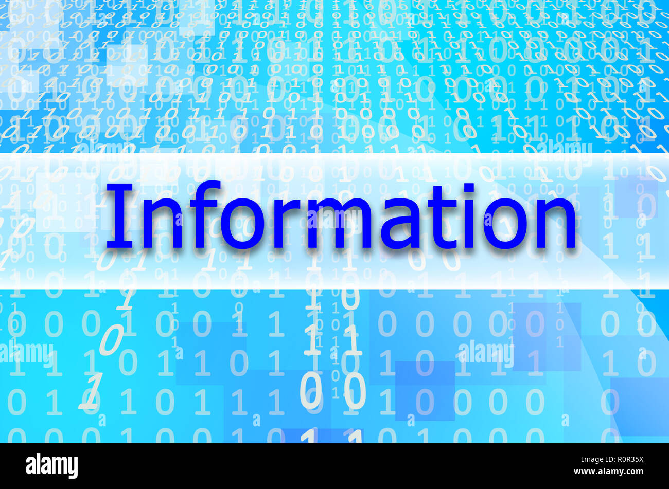 The text inscription Information is written on a semitransparent field surrounded by a set of abstract figures Stock Photo