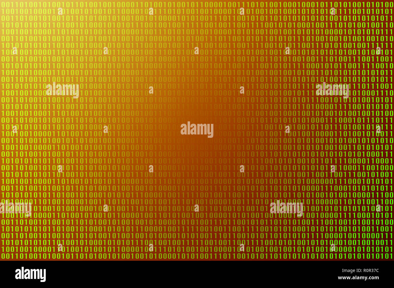 An image of a binary code made up of a set of green digits on a black ...