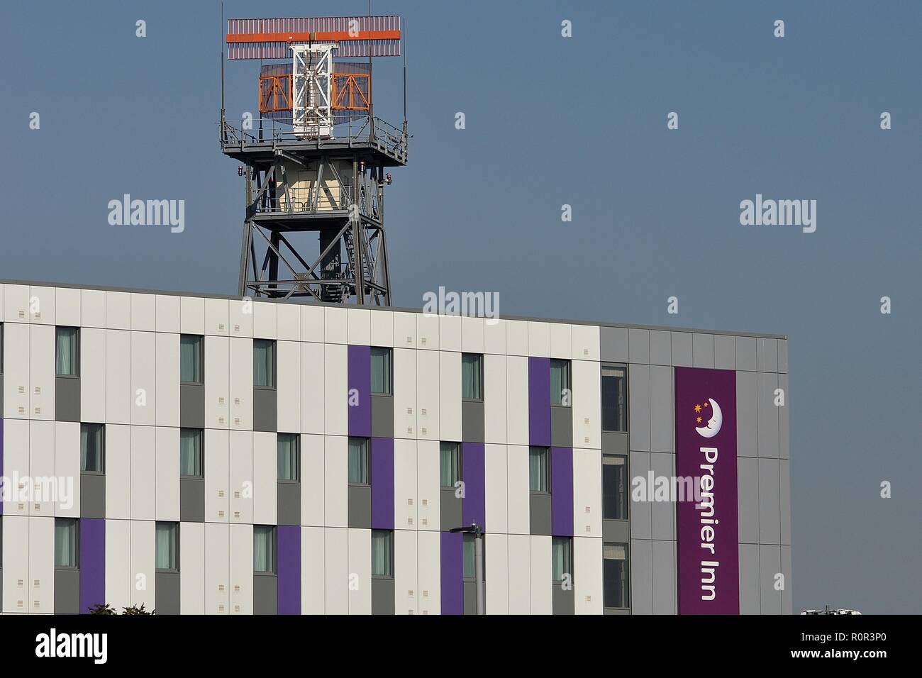 AIRPORT HOTEL PREMIER INN HEATHROW TERMINAL 4, AND AIRPORT RADAR Stock