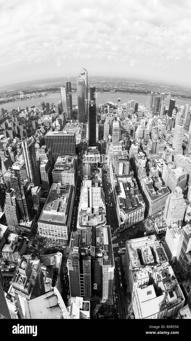 Western view from the top of the Empire State Building,Looking at the Hudson River,  Manhattan, New York City, United States of America. Stock Photo