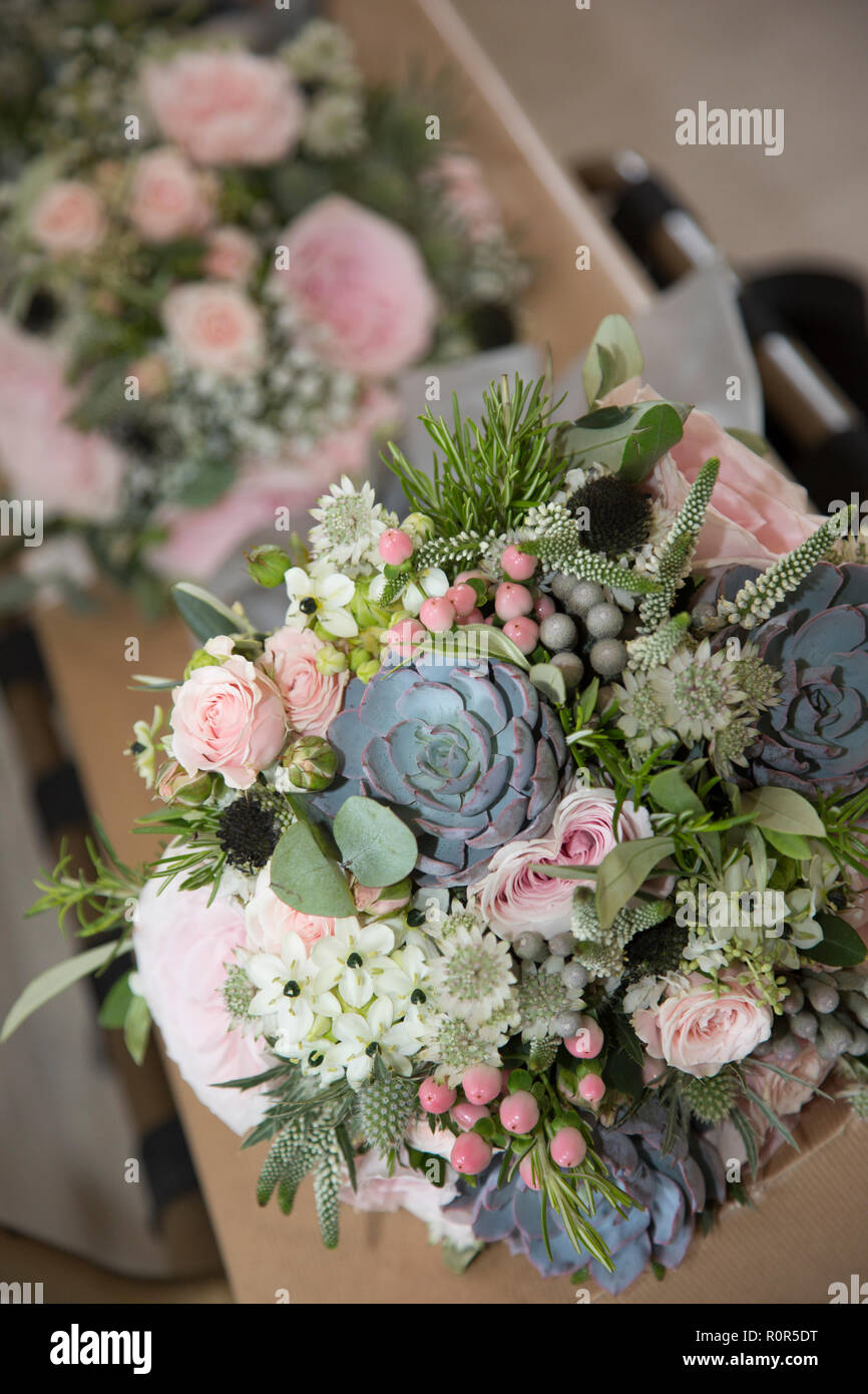 Wedding Flowers , freshly arranged for the bride and grooms wedding day