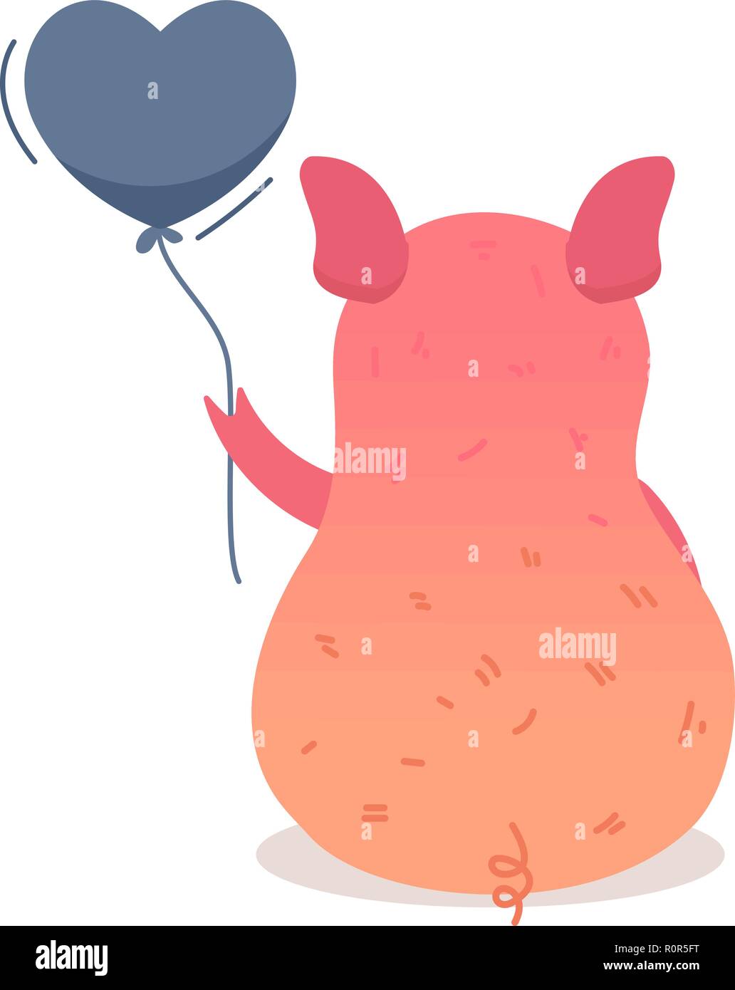 Cartoon pig holding balloon. Pig icon - vector illustration Stock Vector