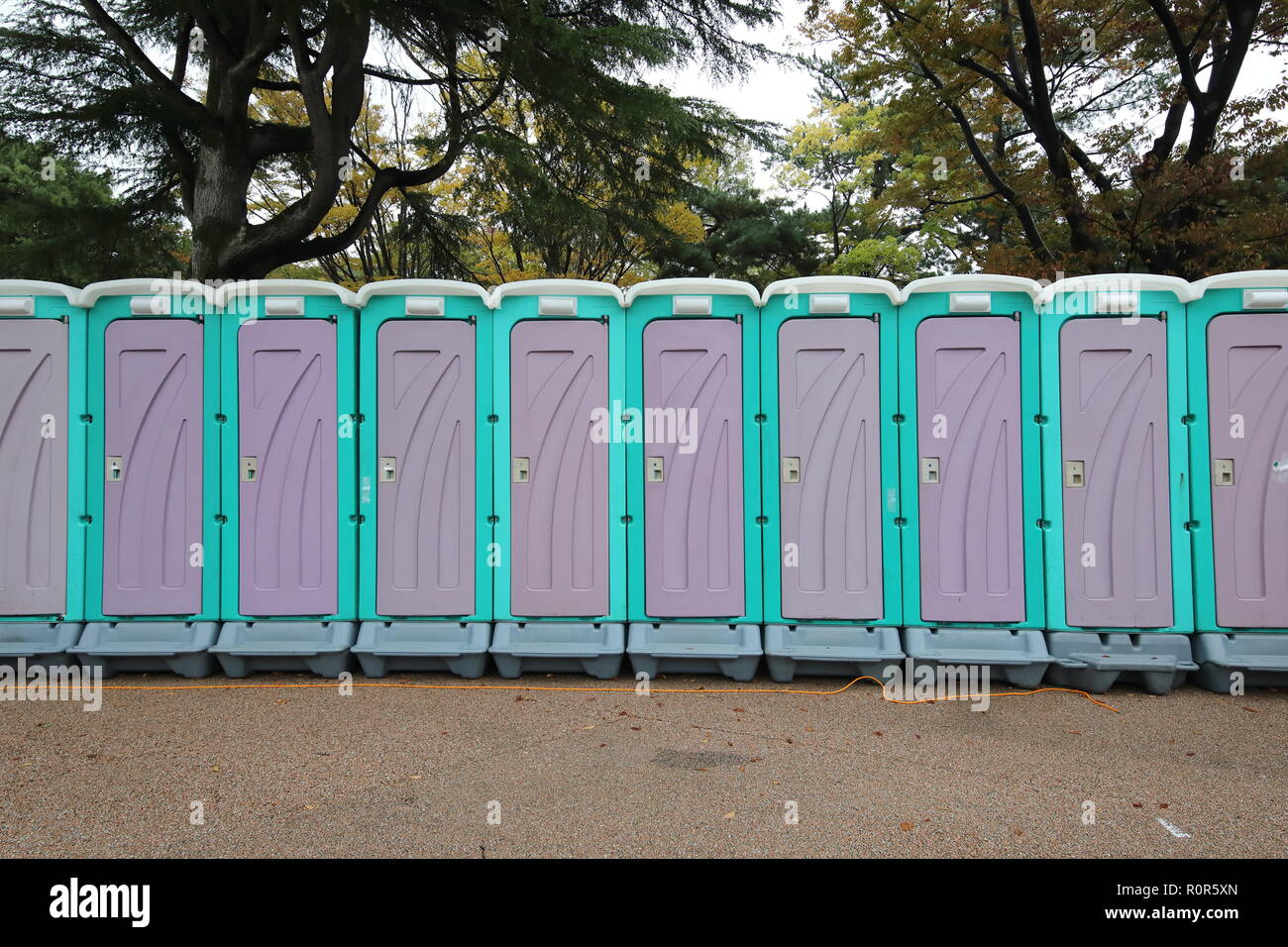 Temporary portable toilet in Kanazawa Japan Stock Photo Alamy