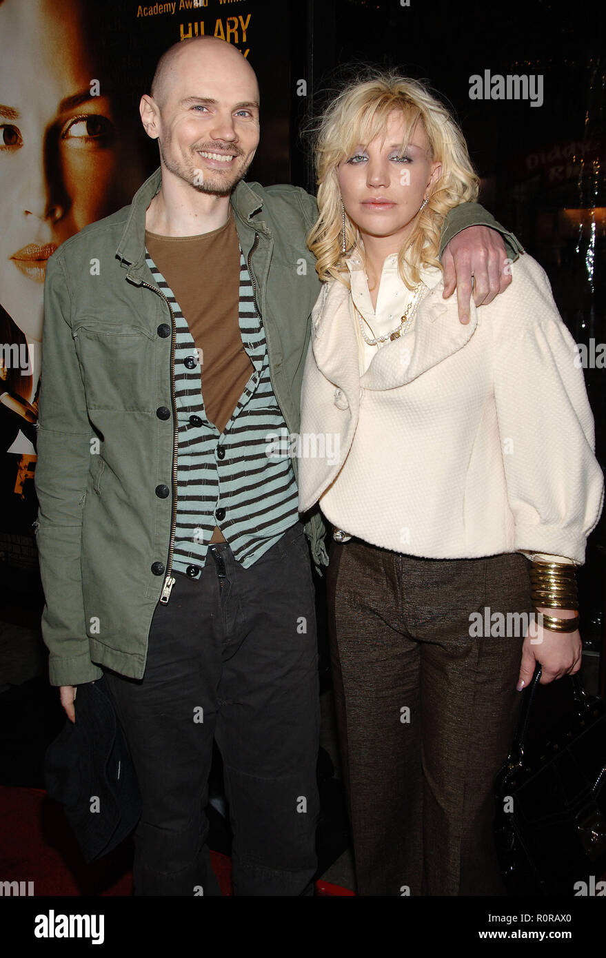 Billy Corgan And Courtney Love Arriving At The Freedom Writer Premiere At The Westwood Theatre In Los Angeles 3 4 Eye Contact Stock Photo Alamy