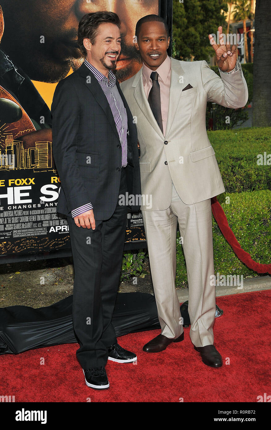 Robert Downey Jr and Jamie Foxx The Soloist Premiere at the Paramount