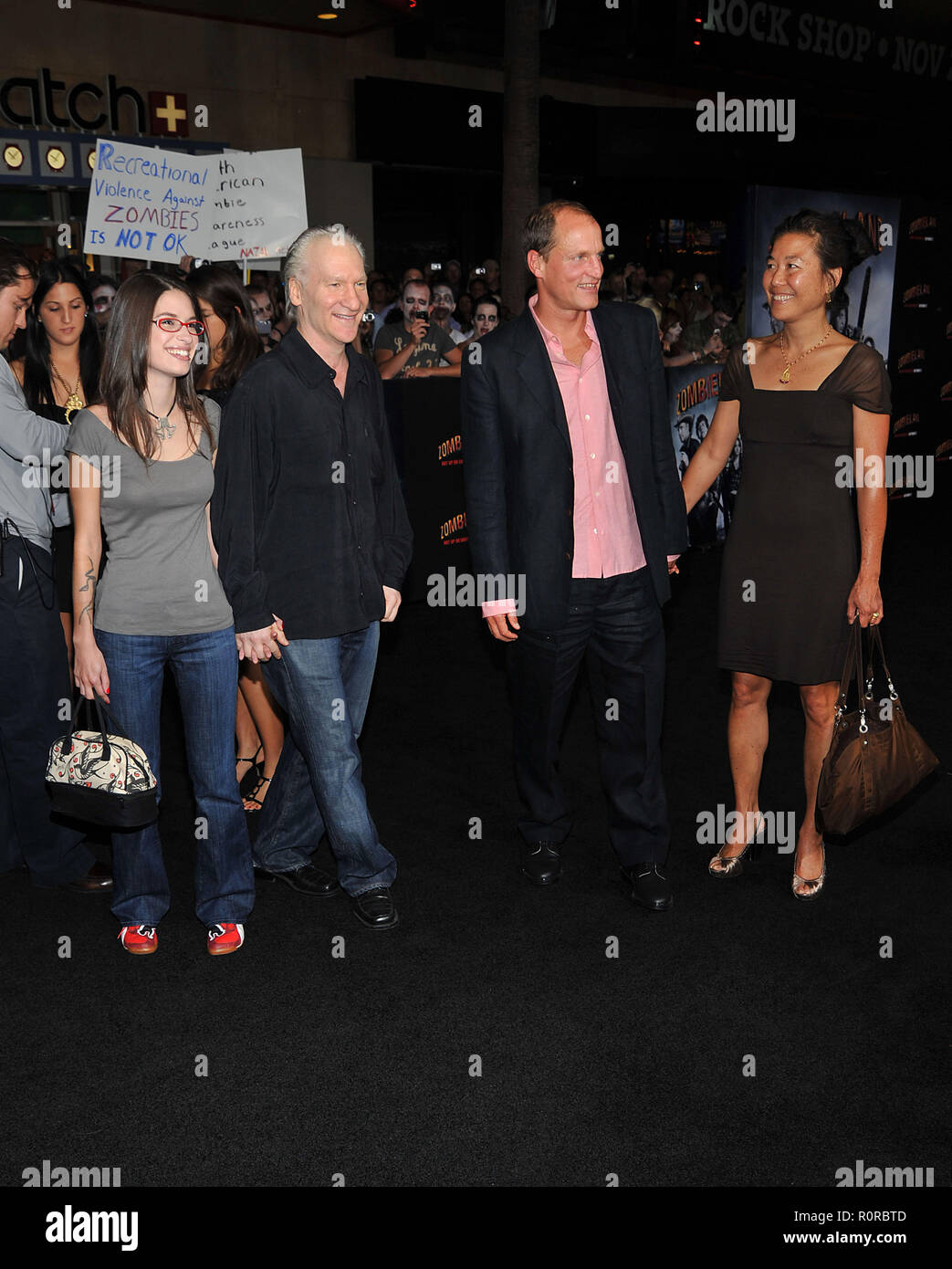 Woody Harrelson with wife and Bill Maher Zombieland Premiere at the