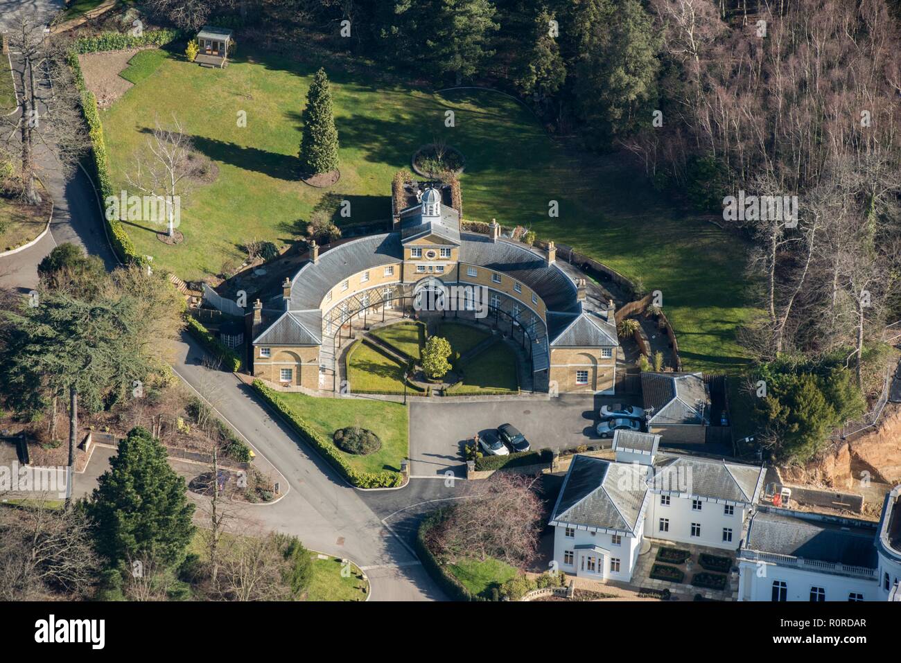 Stable Villas, Sundridge Park, Bromley, London, 2018. Aerial view of