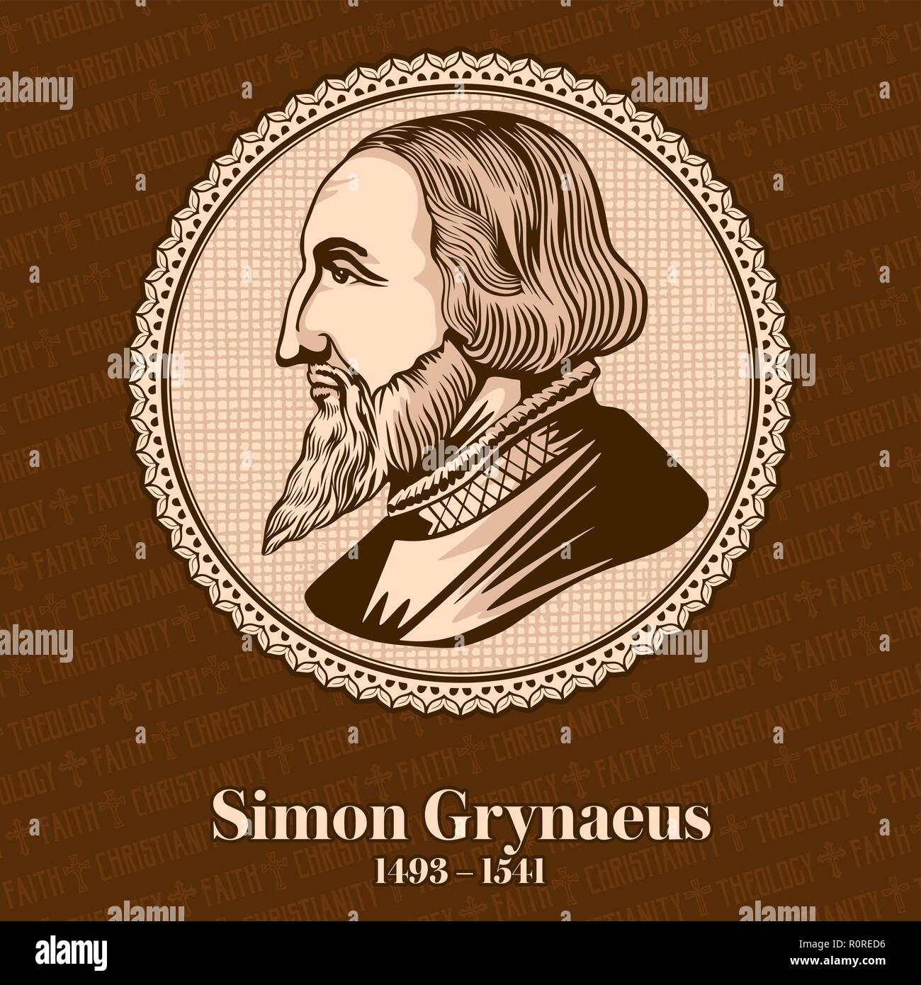 Simon Grynaeus (1493 – 1541) was a German scholar and theologian of the Protestant Reformation. Stock Vector