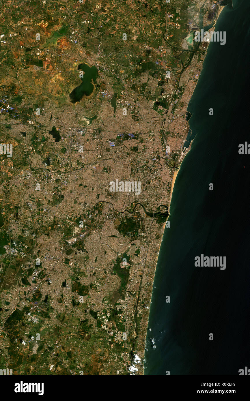 Satellite Map Of Chennai High Resolution Satellite Image Of Chennai In India - Contains Modified  Copernicus Sentinel Data [2018] Stock Photo - Alamy