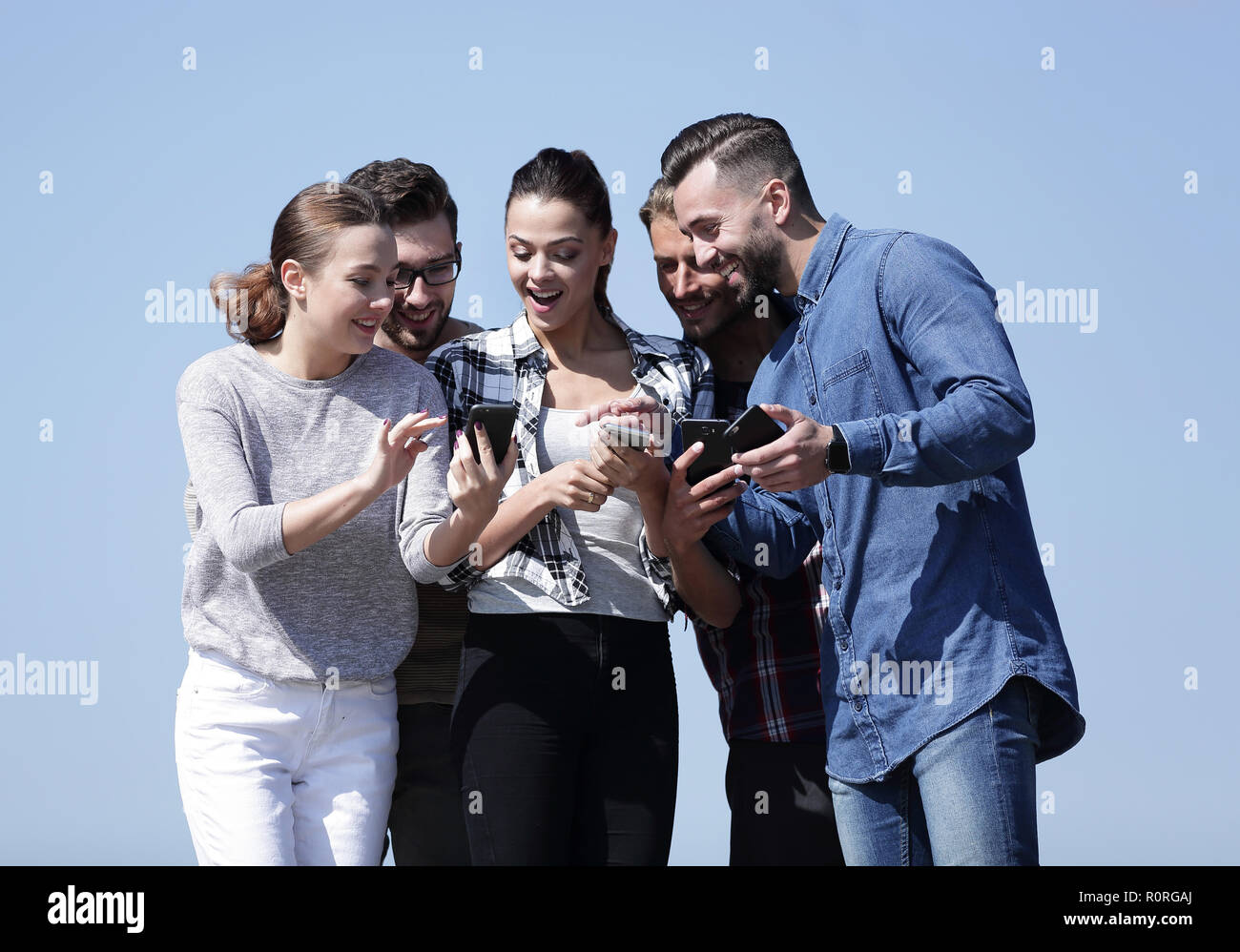 Closeup group students using hi-res stock photography and images - Alamy