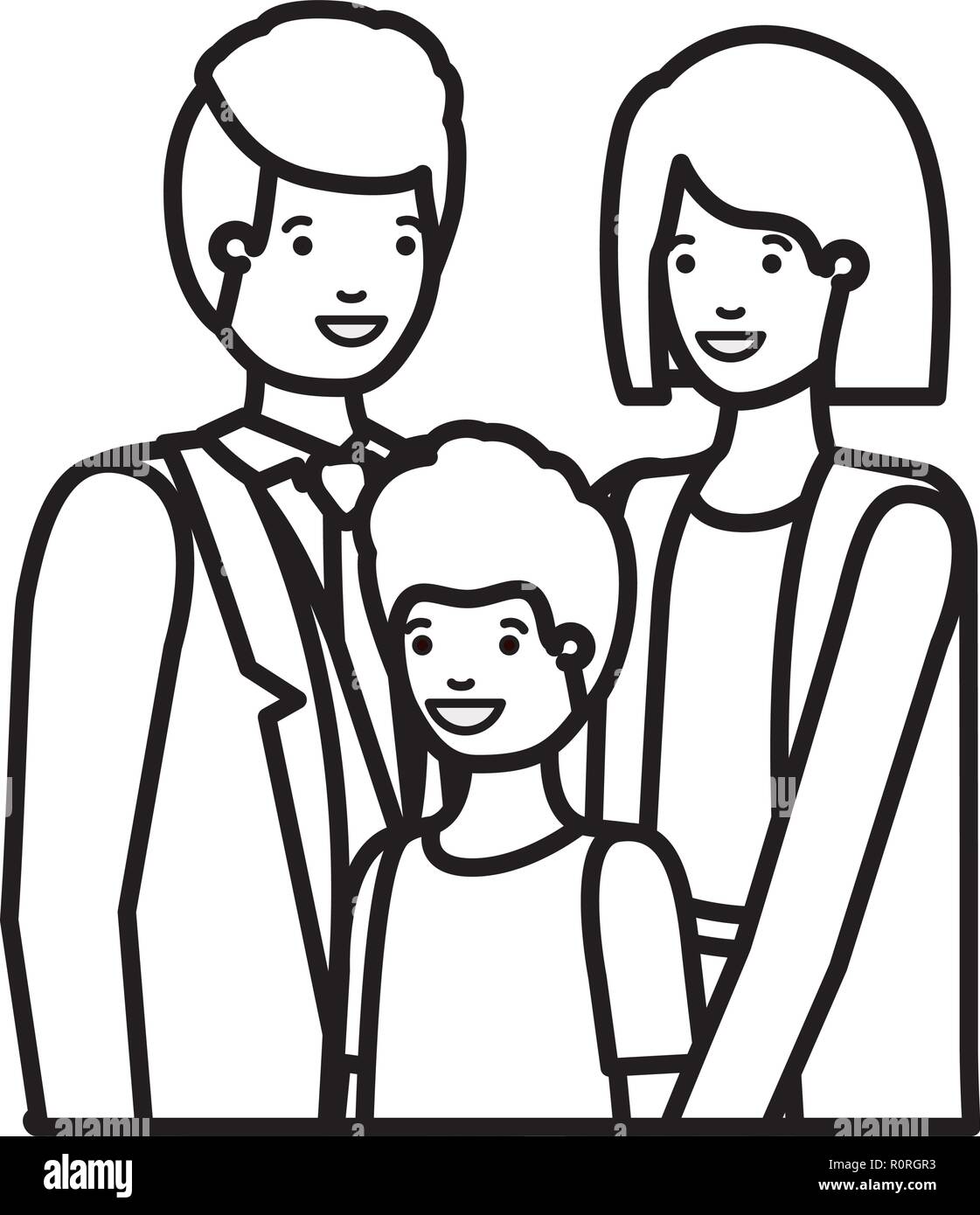 parents couple with son avatar character Stock Vector