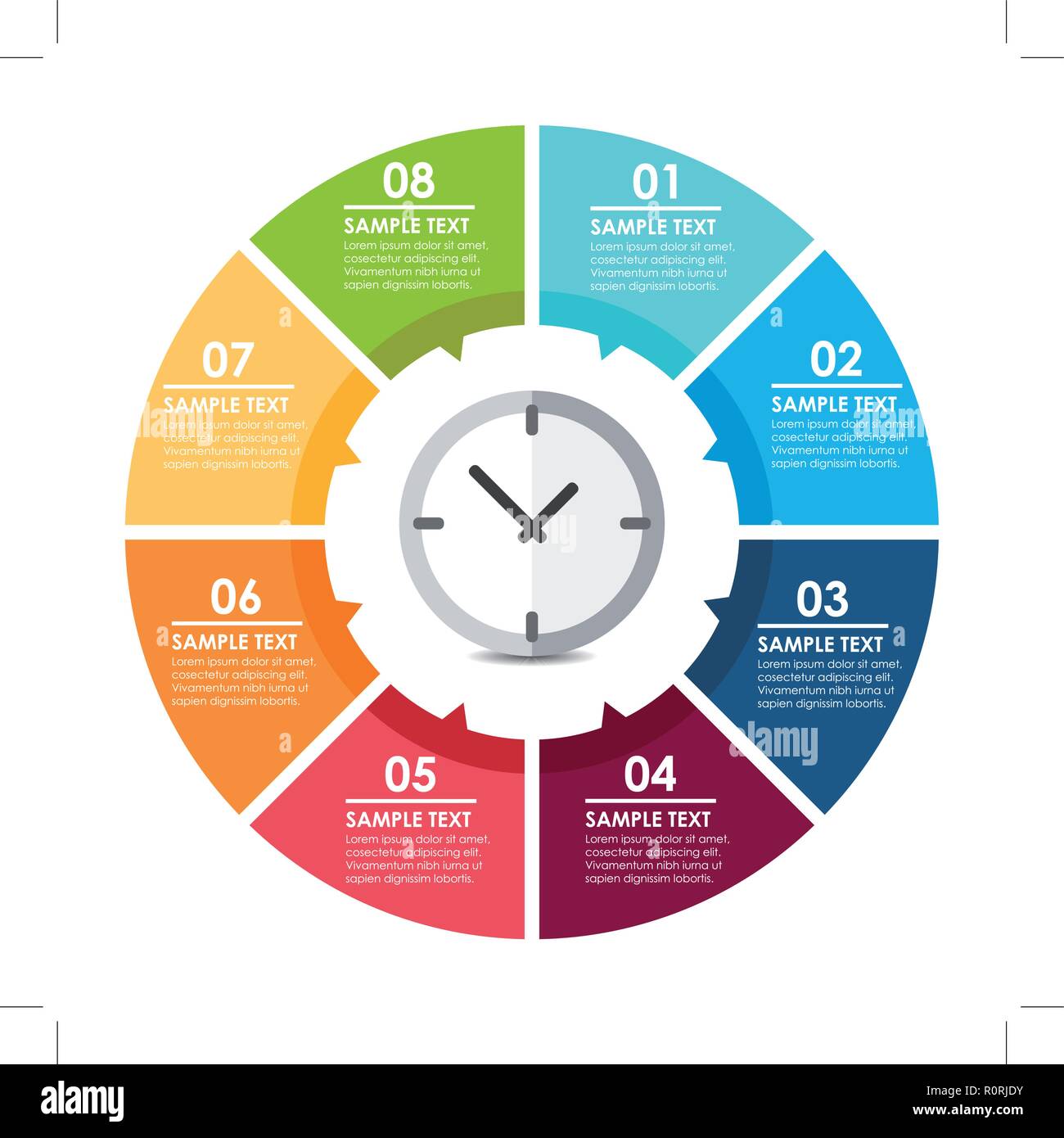 Clock circle infographic. Time concept. Vector illustration Stock