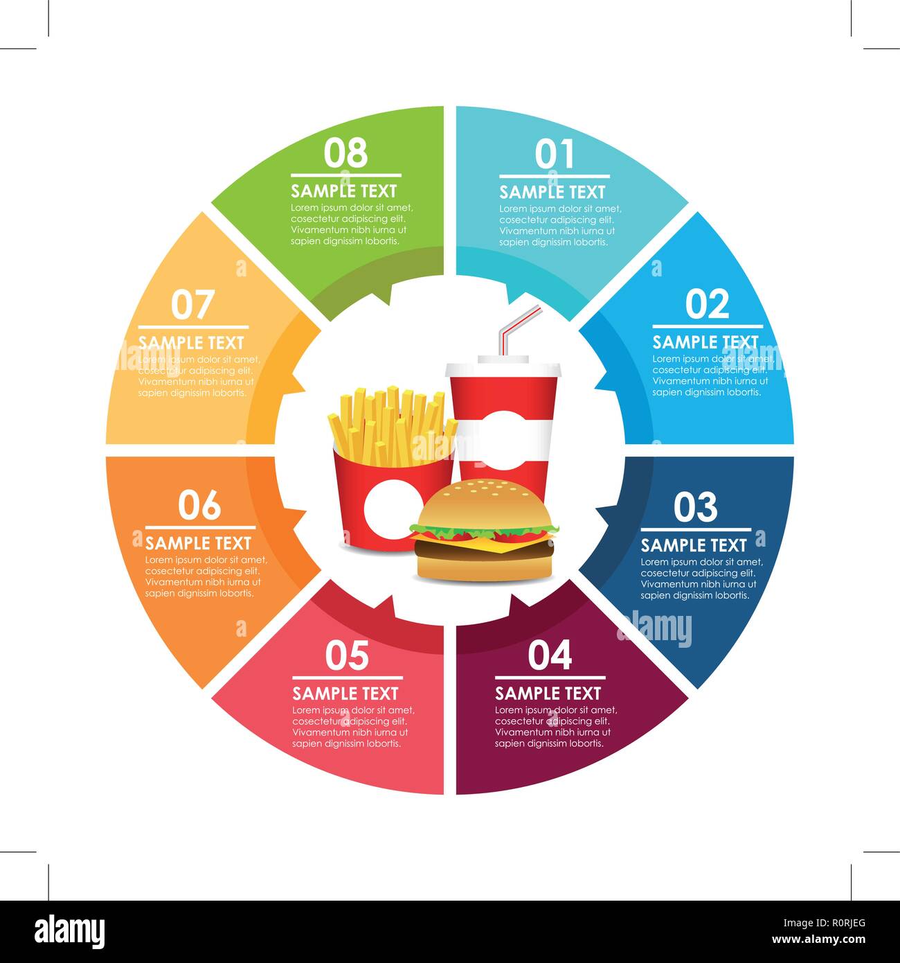 Fast Food circle info-graphic. Vector illustration Stock Vector