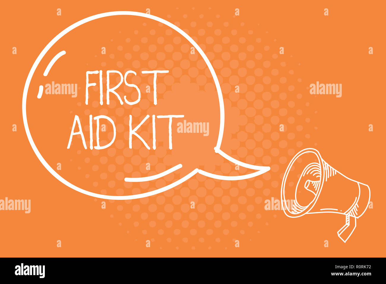 Handwriting text First Aid Kit. Concept meaning Set of materials and tools used for giving