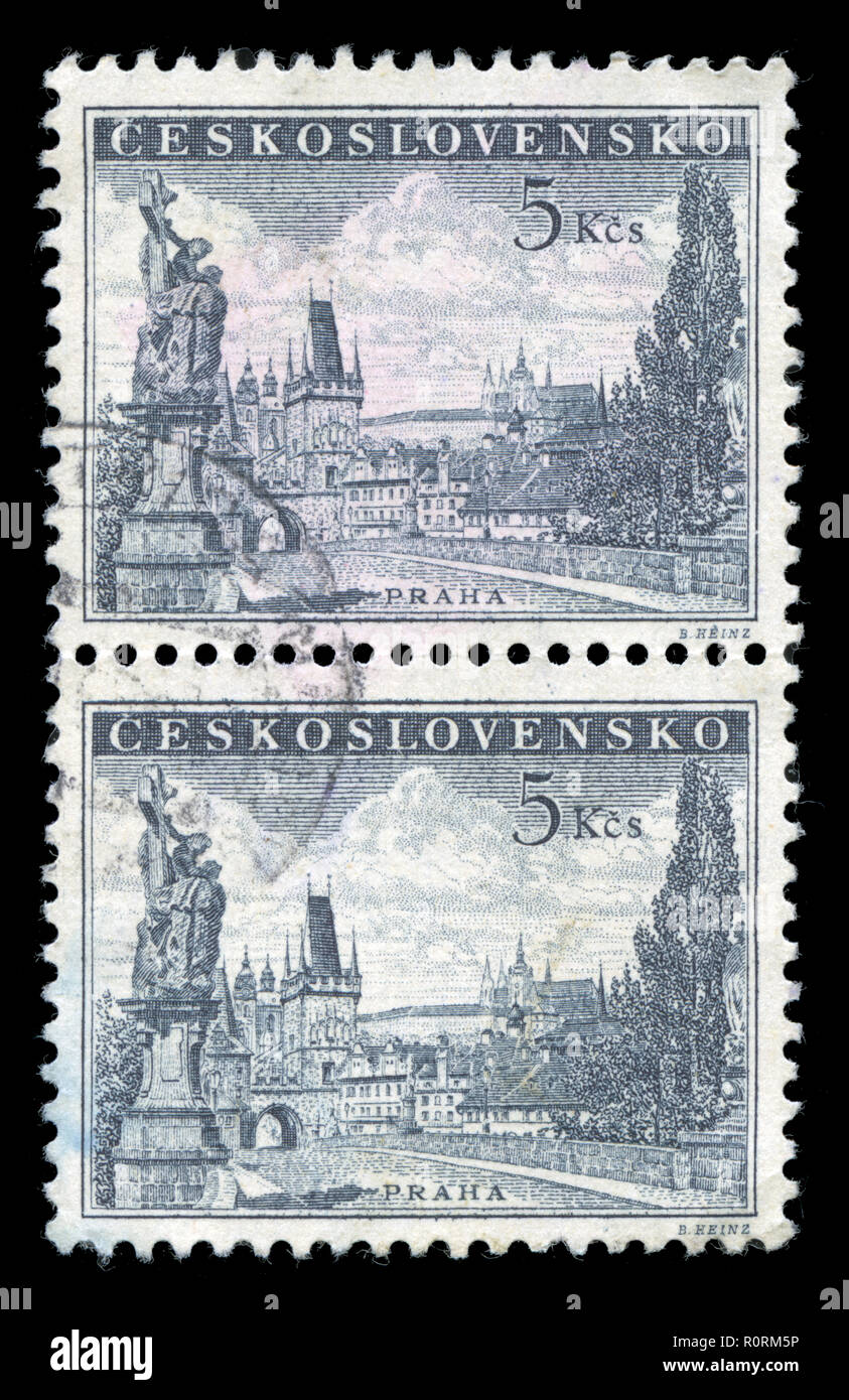 Postage stamps from Czechoslovakia in the Prague Charles Bridge